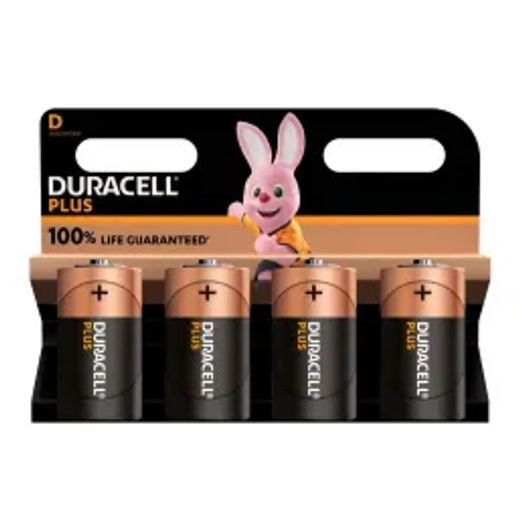 Duracell Battery Plus Alkaline D 4 Pack