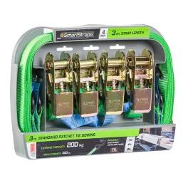 Ratchet Tie Down Standard 3M 4Pc Grn