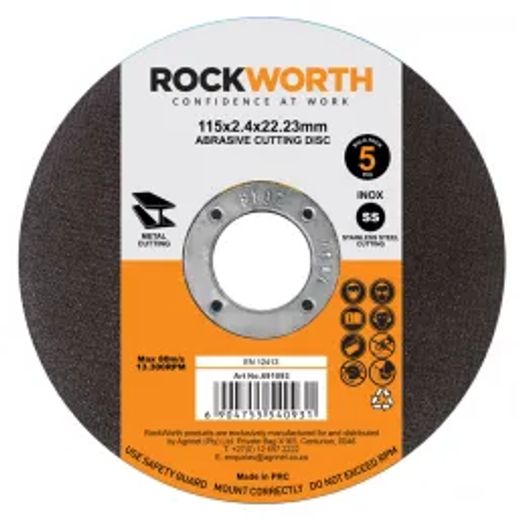 Rockworth Cutting Disc Steel 115X2.5Mm 5Pack