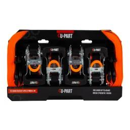 U-Part Tie Down Ratchet 4Pc + Hook 27Mmx4.2M 454Kg