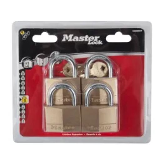 Mackie Master Pad Lock Brass 4Pk 50Mm Keyd Alike