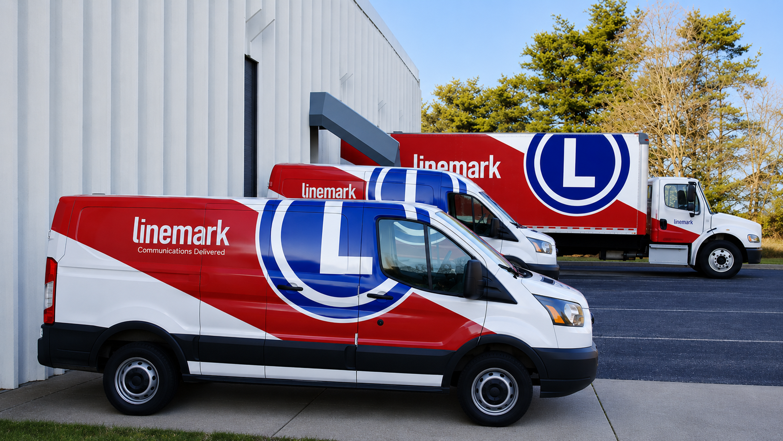 Linemark Printing Vans Parked next to Building