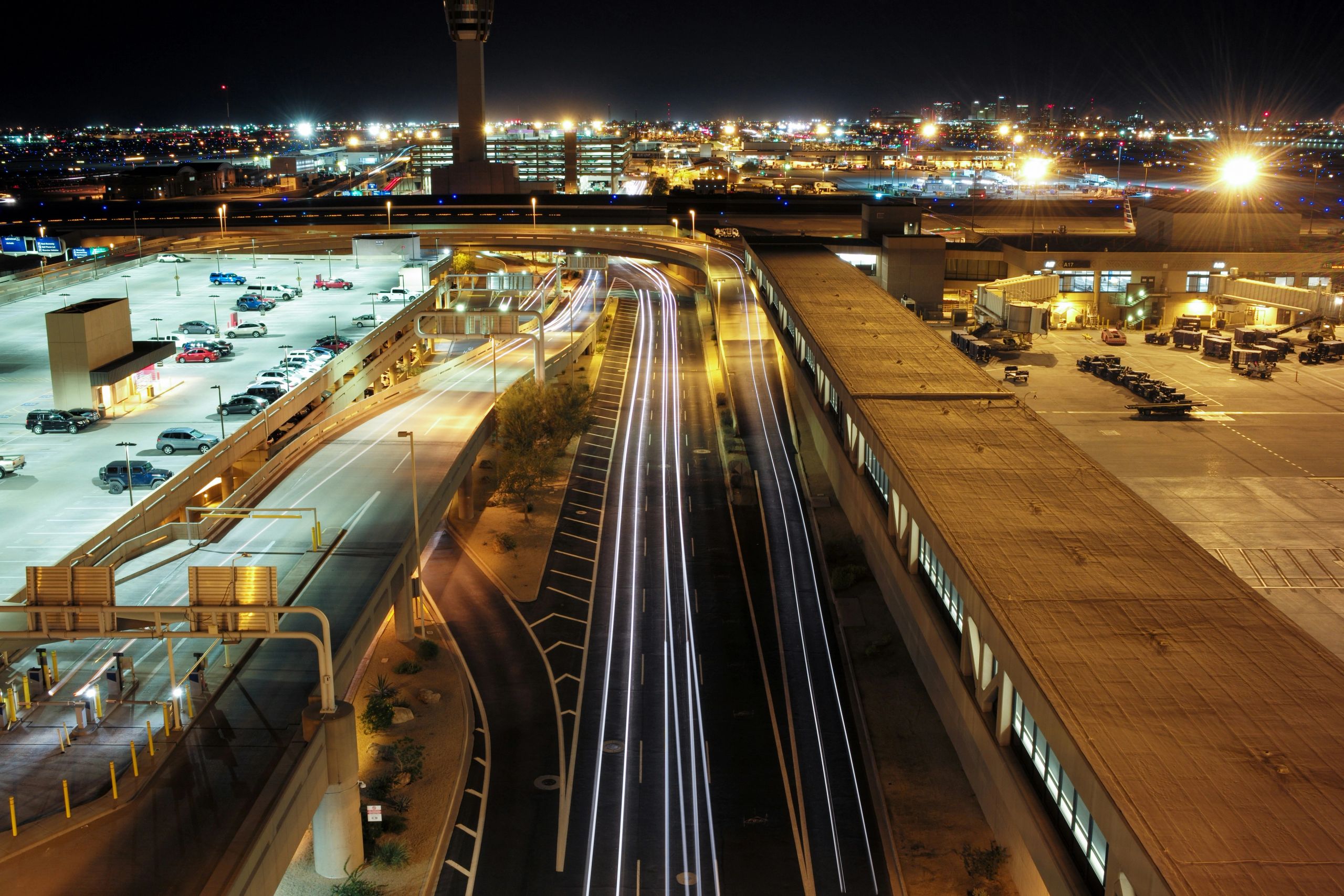 Airport Parking Facility at Night