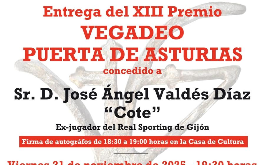 XIII Premio “Vegadeo Puerta de Asturias” para José Ángel Valdés Díaz “Cote”