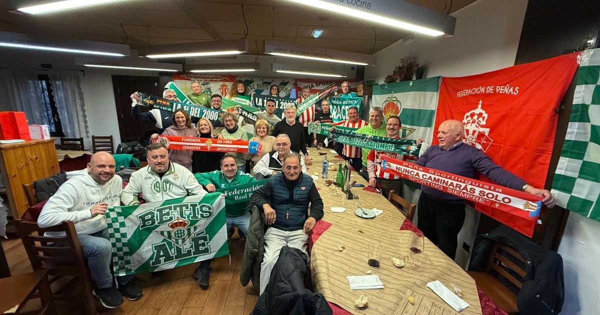 Aficiones que suman: hermanamiento sportinguista y bético en Gijón