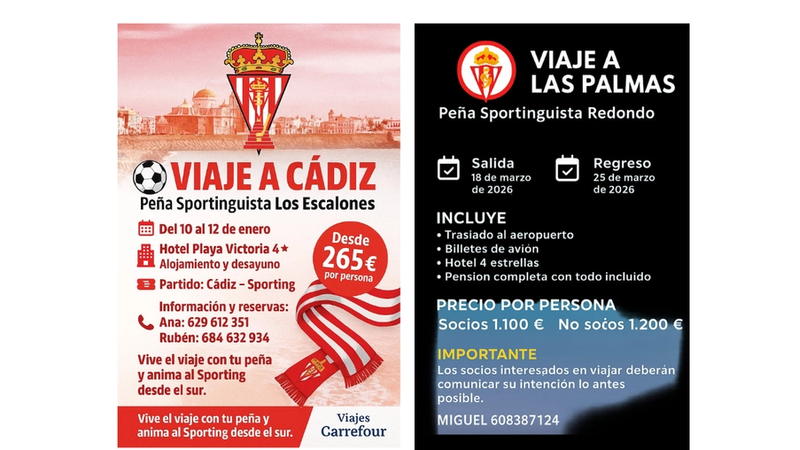 Viajes de peñas: dos desplazamientos para acompañar al Sporting