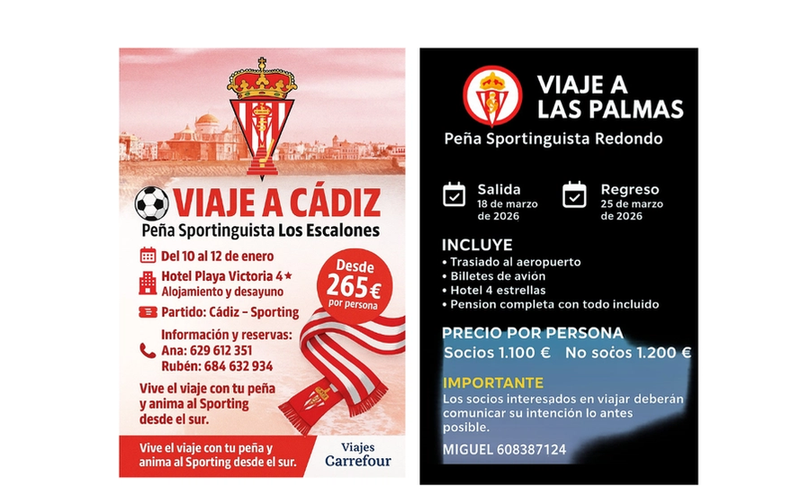 Viajes de peñas: dos desplazamientos para acompañar al Sporting