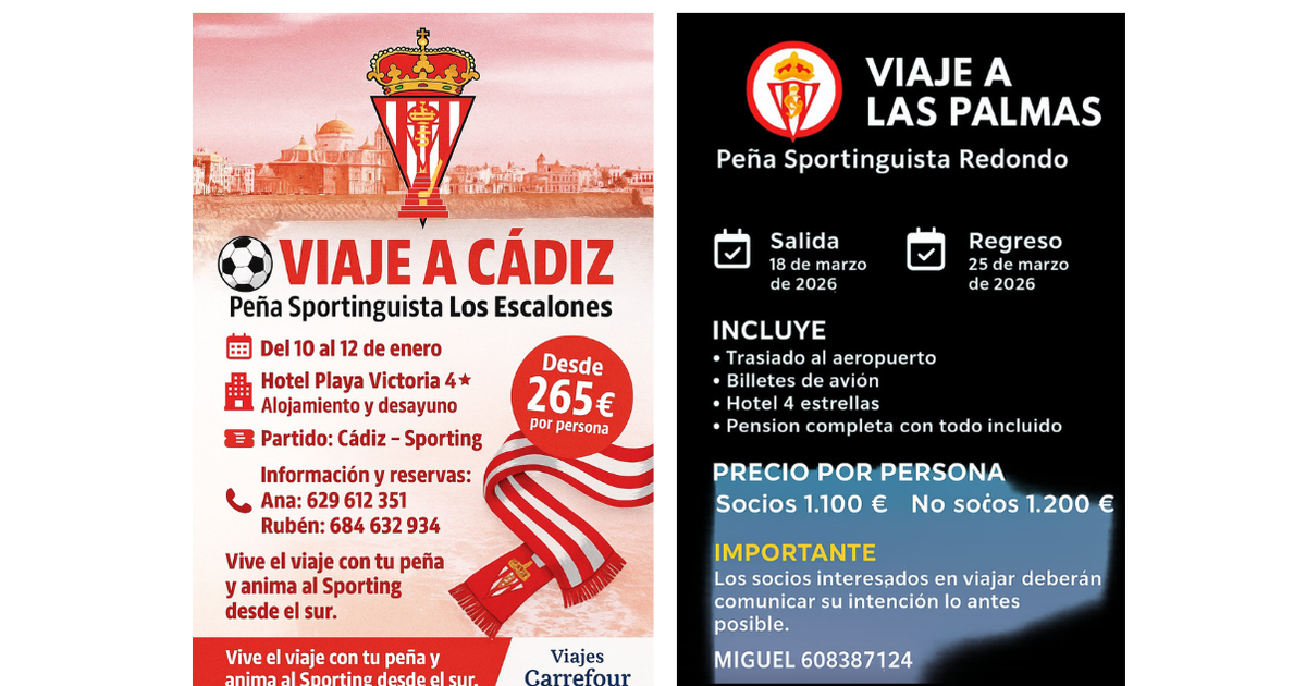 Viajes de peñas: dos desplazamientos para acompañar al Sporting