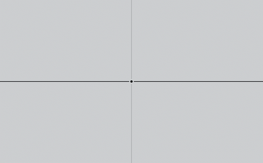 A horizontal and a vertical line intersect at a black dot in the center of a light gray background.