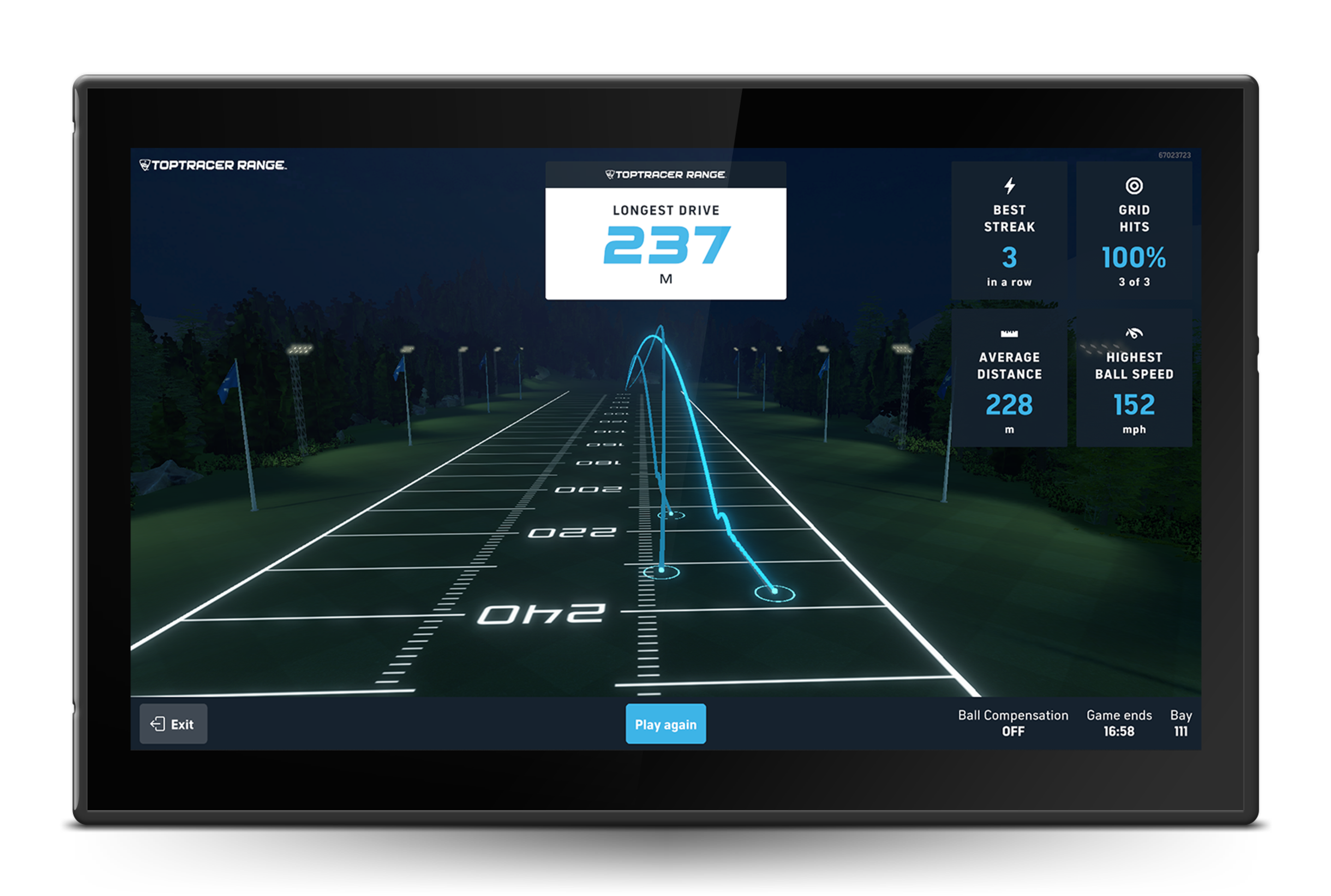 TopTracer Longest Drive – nattläge med ljusspår