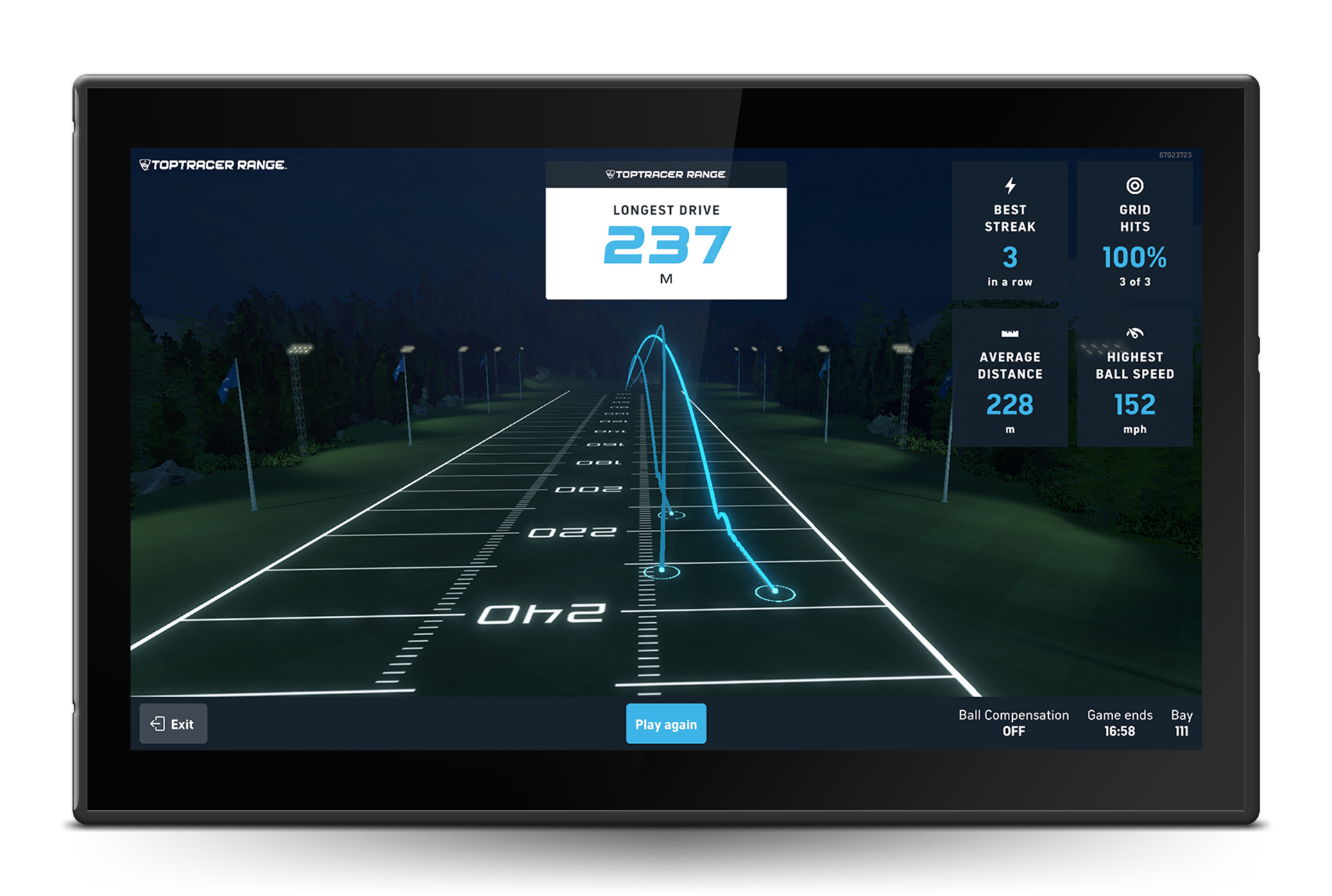 TopTracer Longest Drive – nattläge med ljusspår