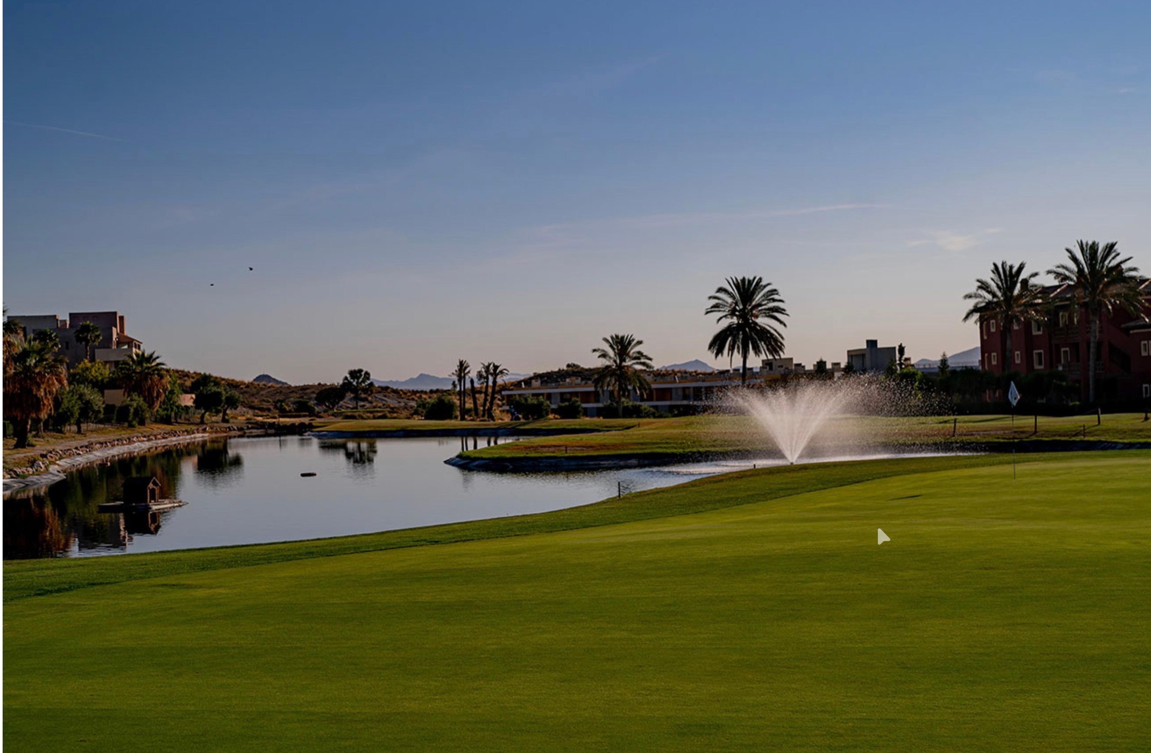 Valle del Este Golf Resort – green med vattenhinder och palmträd