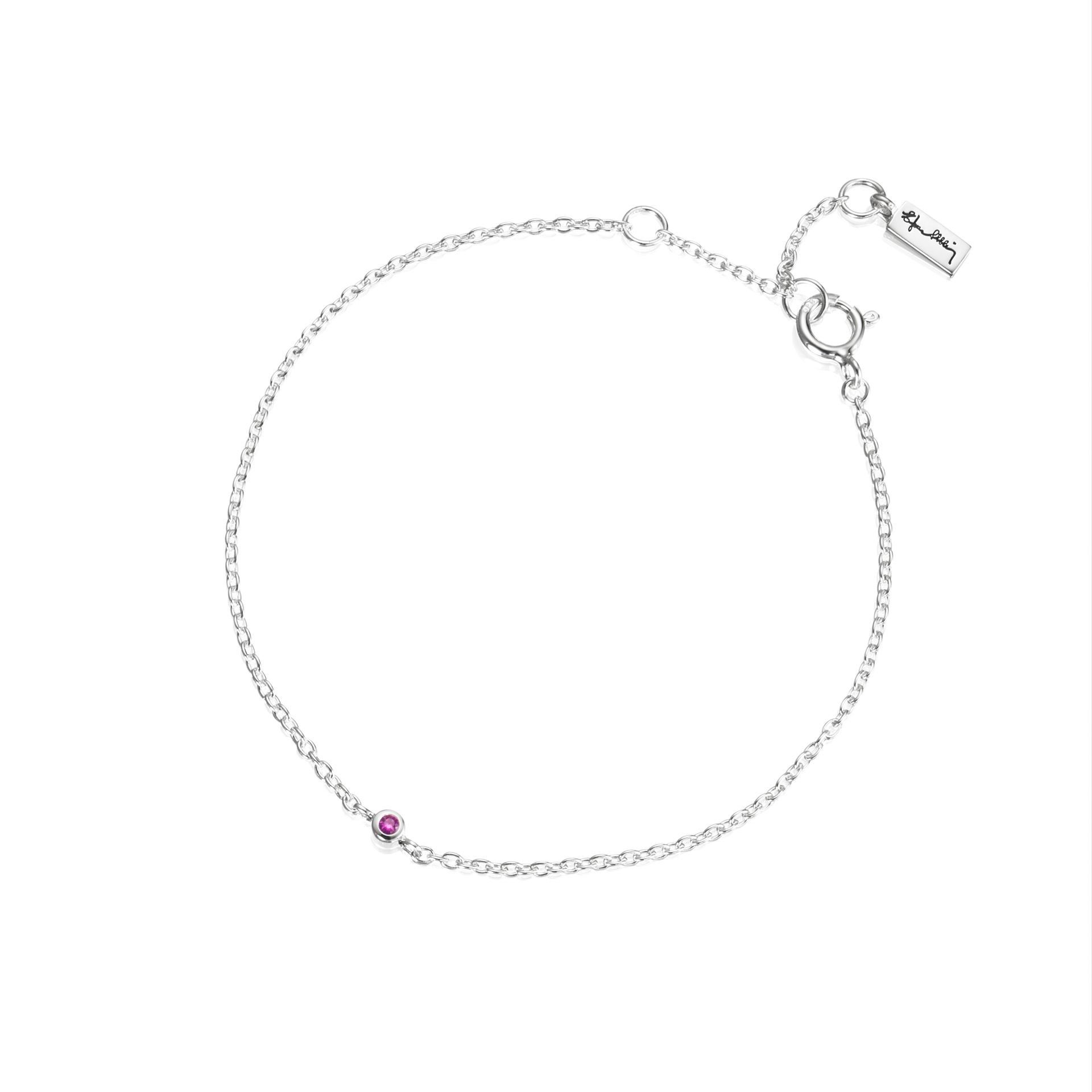 Läs mer om Efva Attling Micro Blink Bracelet - Pink Sapphire 16/17.5/19 CM - SILVER