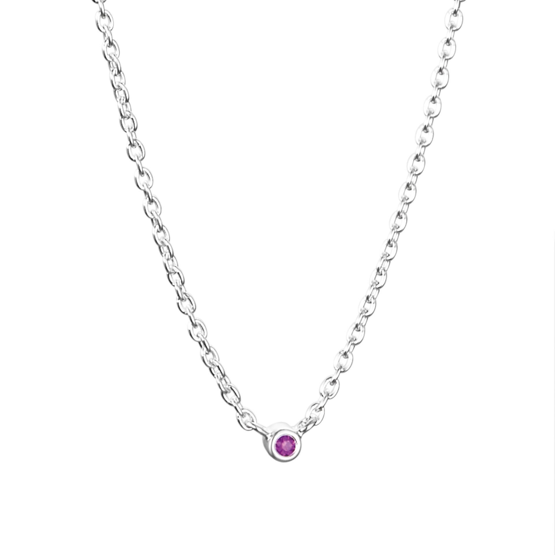 Läs mer om Efva Attling Micro Blink Necklace - Pink Sapphire 40/42/45 CM - SILVER
