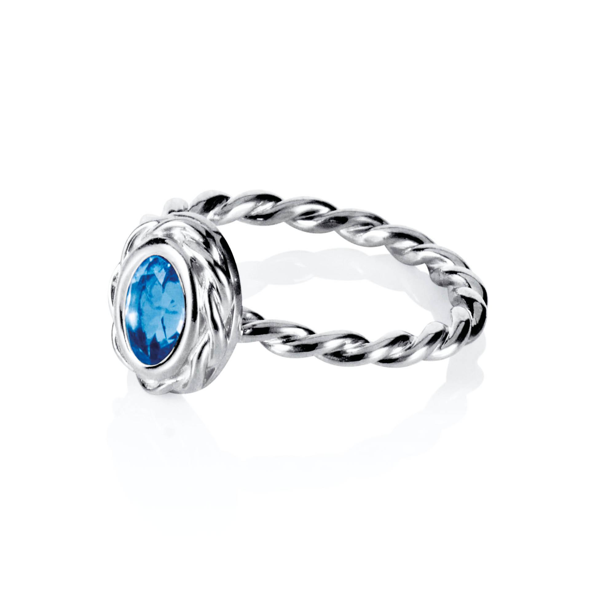 Wrapped Colour Ring - Blue Topaz