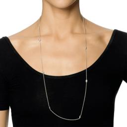 Love Bead Long Necklace - Silver