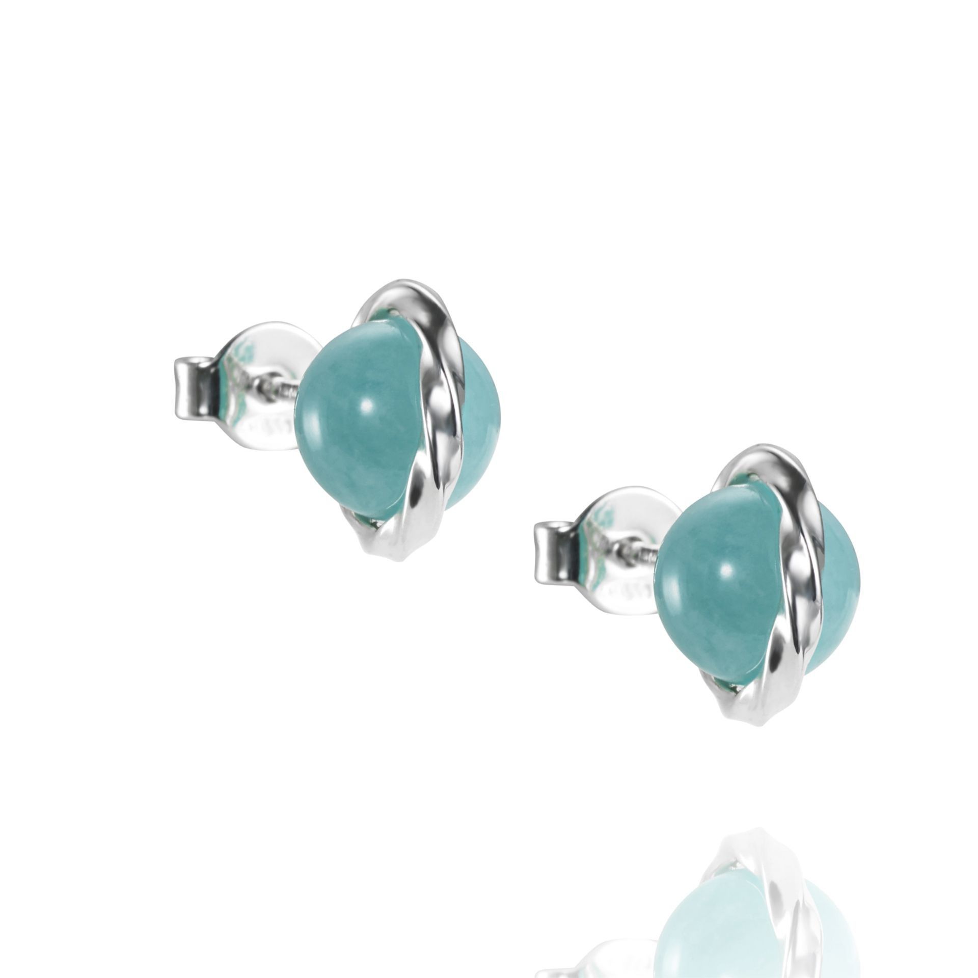 Läs mer om Efva Attling Twisted Orbit Ear - Amazonite. ONE SIZE - SILVER