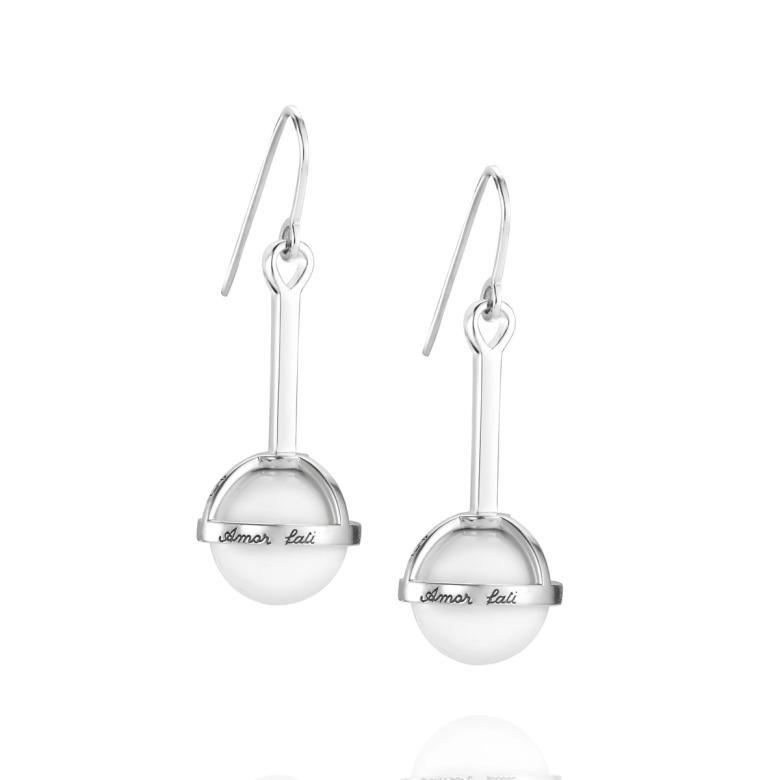 Amor Fati Globe Earrings - White Agate.