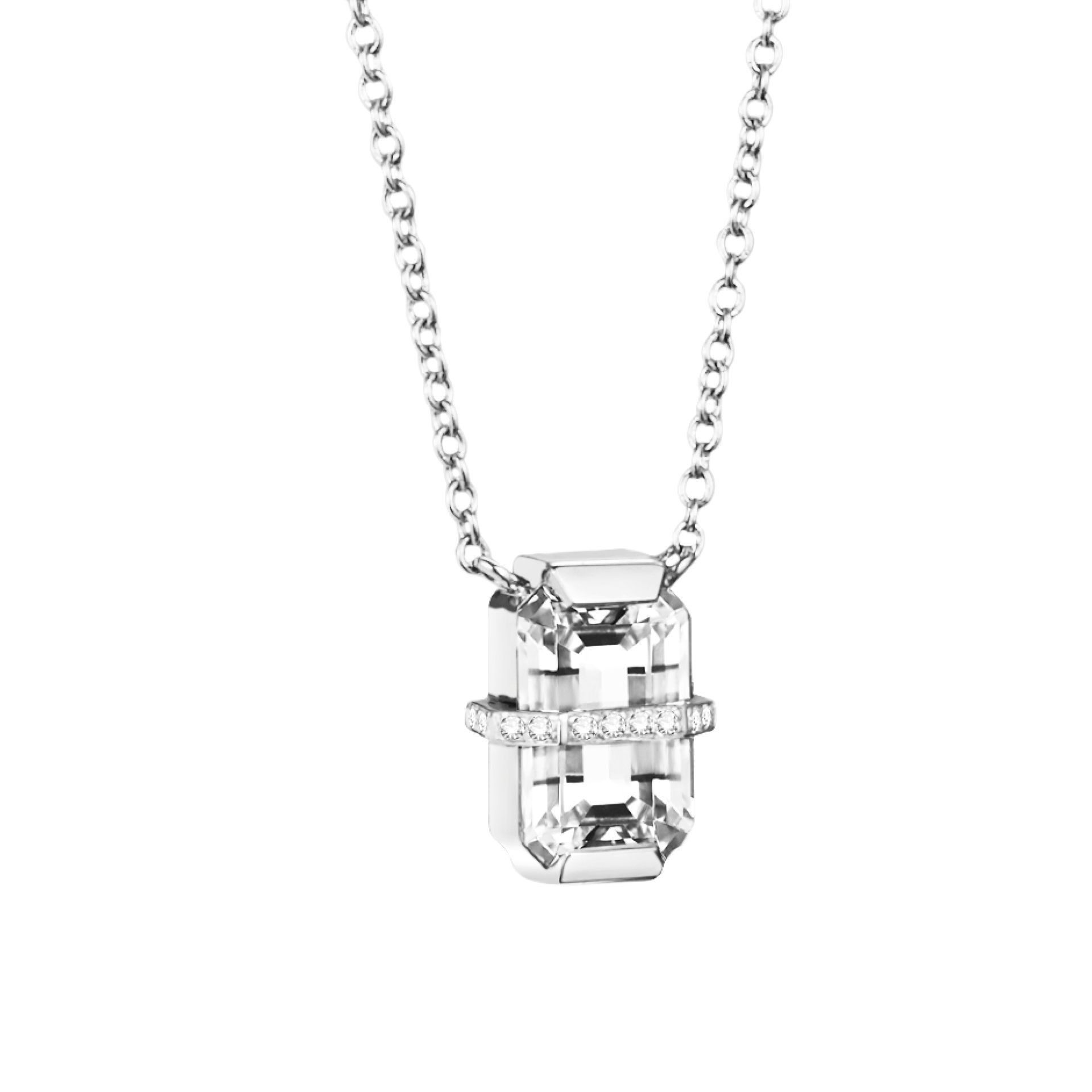 Läs mer om Efva Attling Little Bend Over Necklace Crystal Quartz 42/45 CM - VITGULD