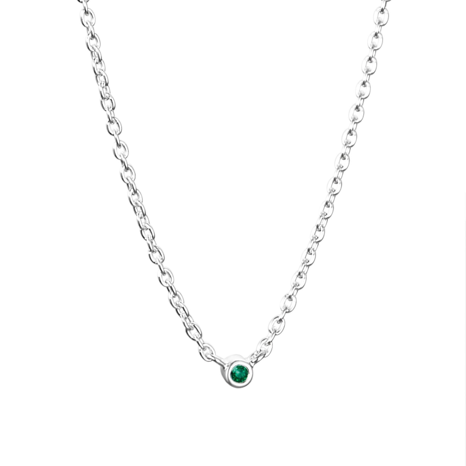 Läs mer om Efva Attling Micro Blink Necklace - Green Emerald 40/42/45 CM - SILVER