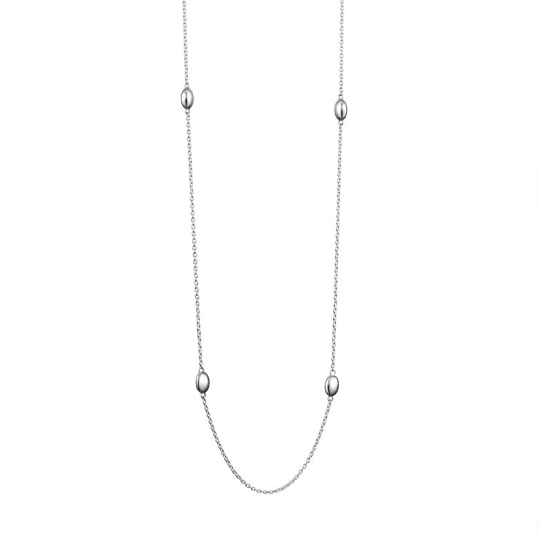 Love Bead Long Necklace - Silver