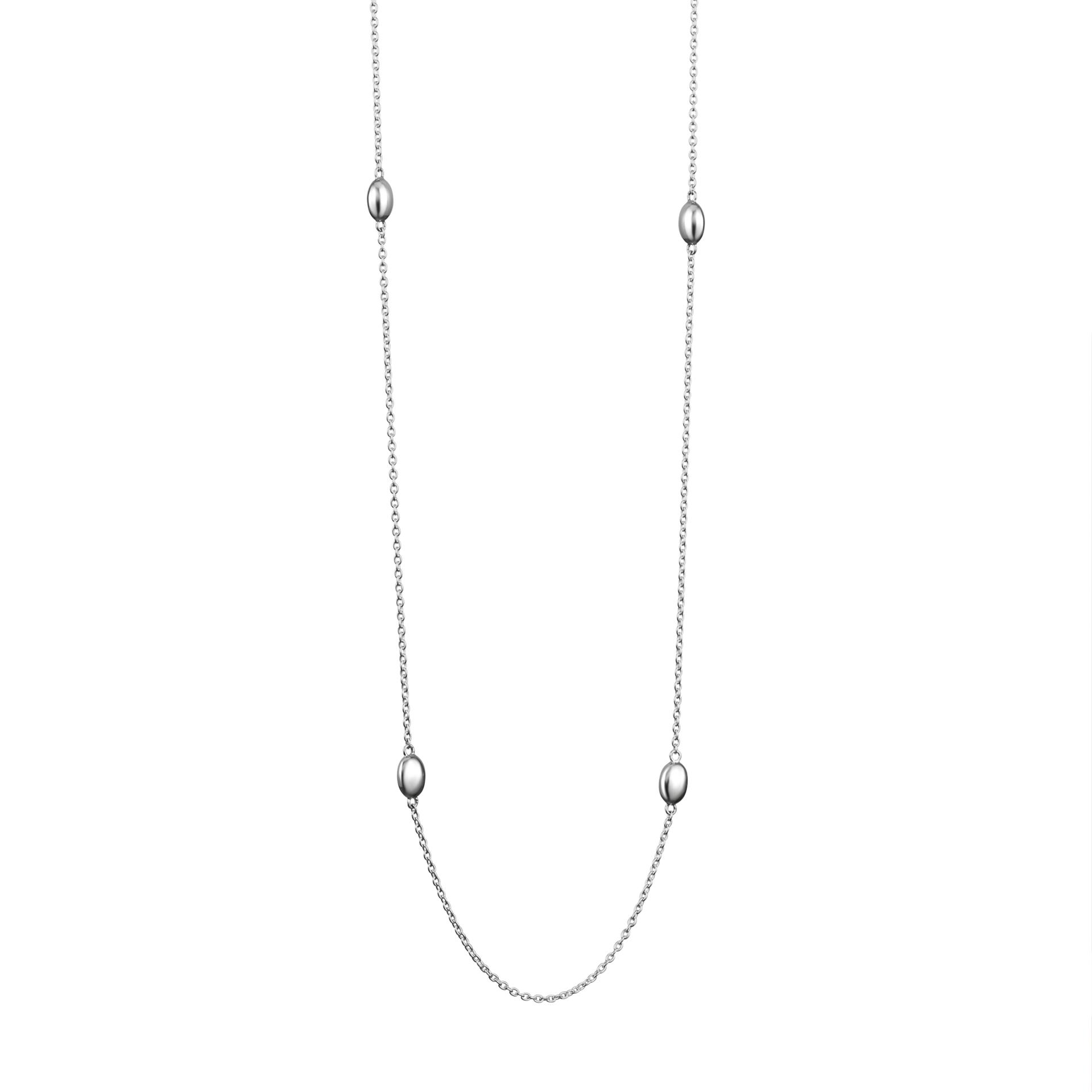 Love Bead Long Necklace - Silver