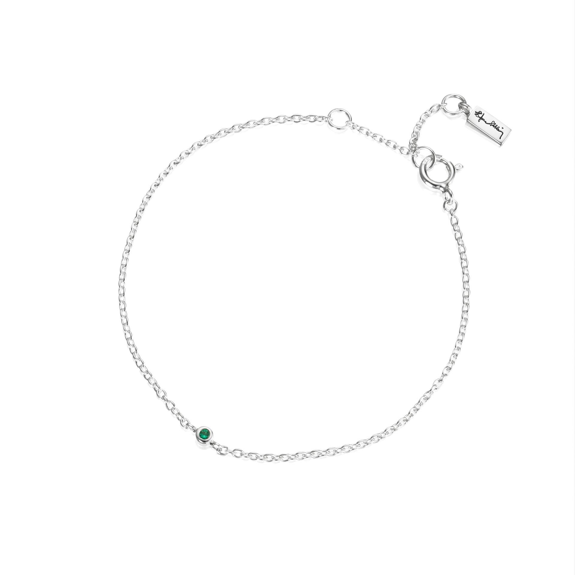 Läs mer om Efva Attling Micro Blink Bracelet - Green Emerald 16/17.5/19 CM - SILVER