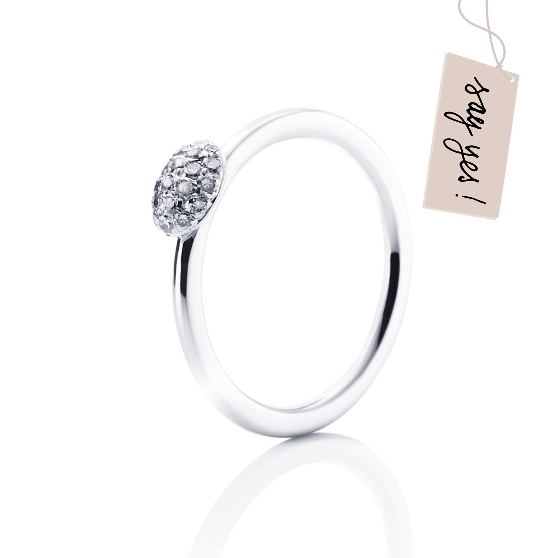 Läs mer om Efva Attling Love Bead Ring - Diamonds 17.50 MM - HYRA RING: SILVER