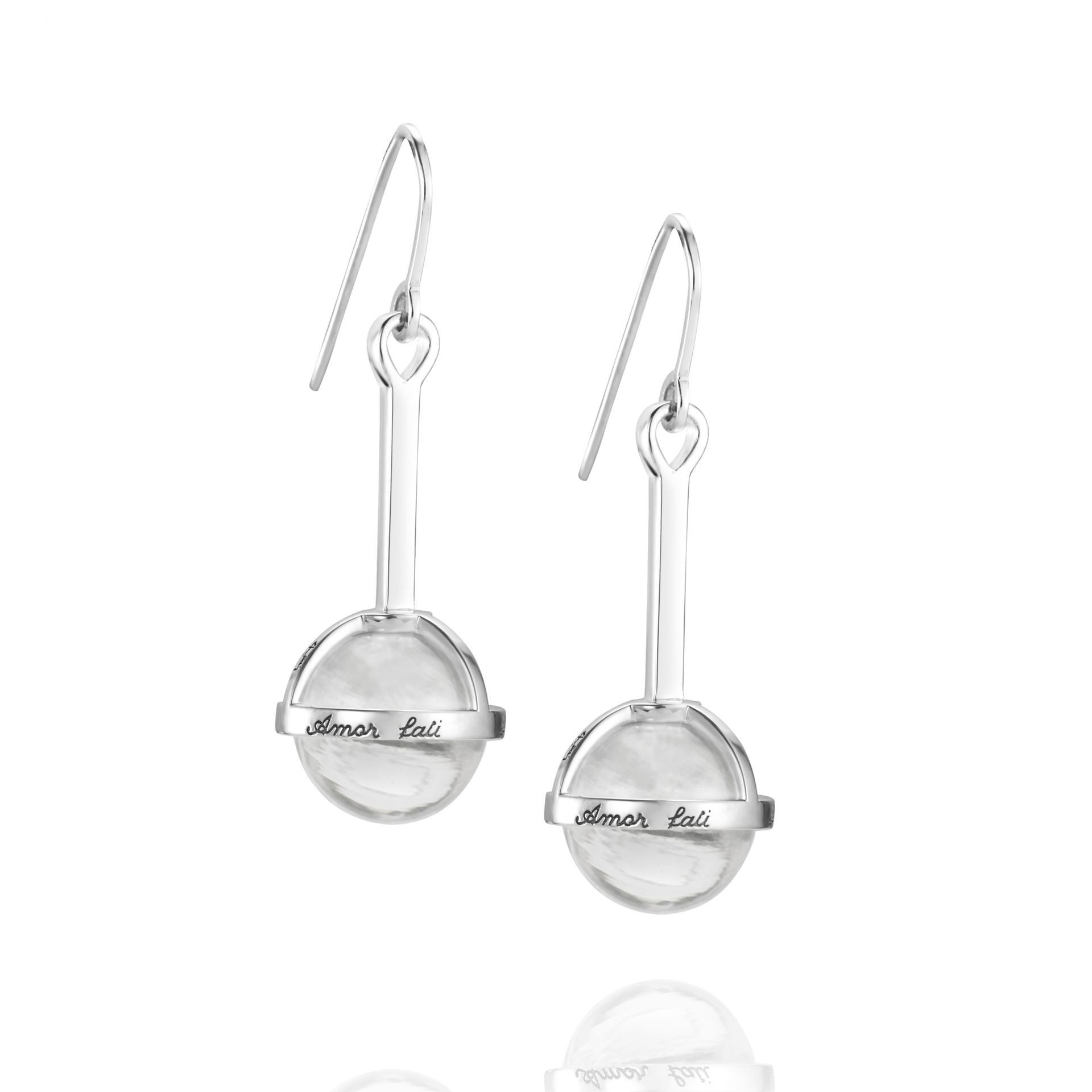 Läs mer om Efva Attling Amor Fati Globe Earrings-Crystal Quartz. ONE SIZE - SILVER