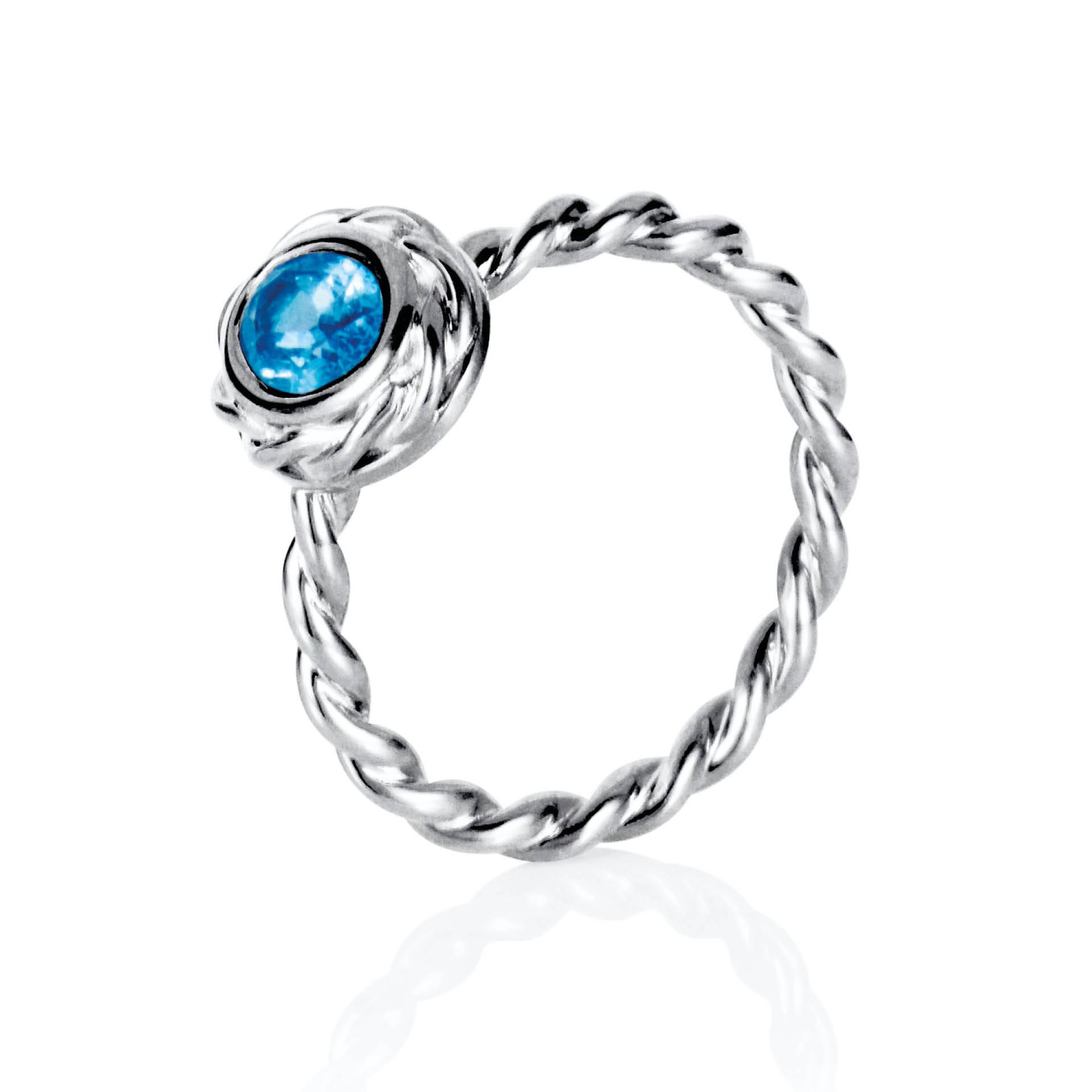 Wrapped Colour Ring - Blue Topaz