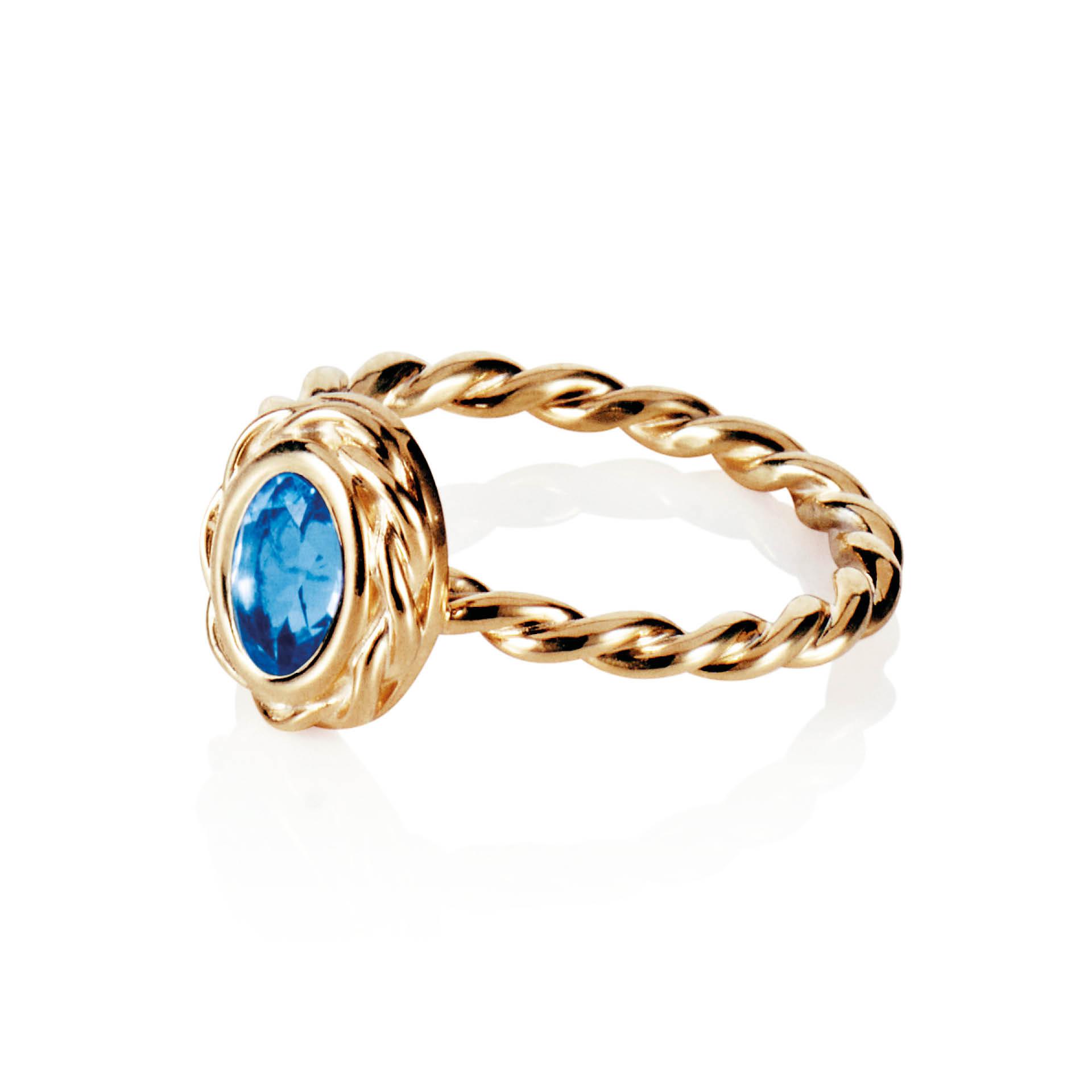 Wrapped Colour Ring - Blue Topaz