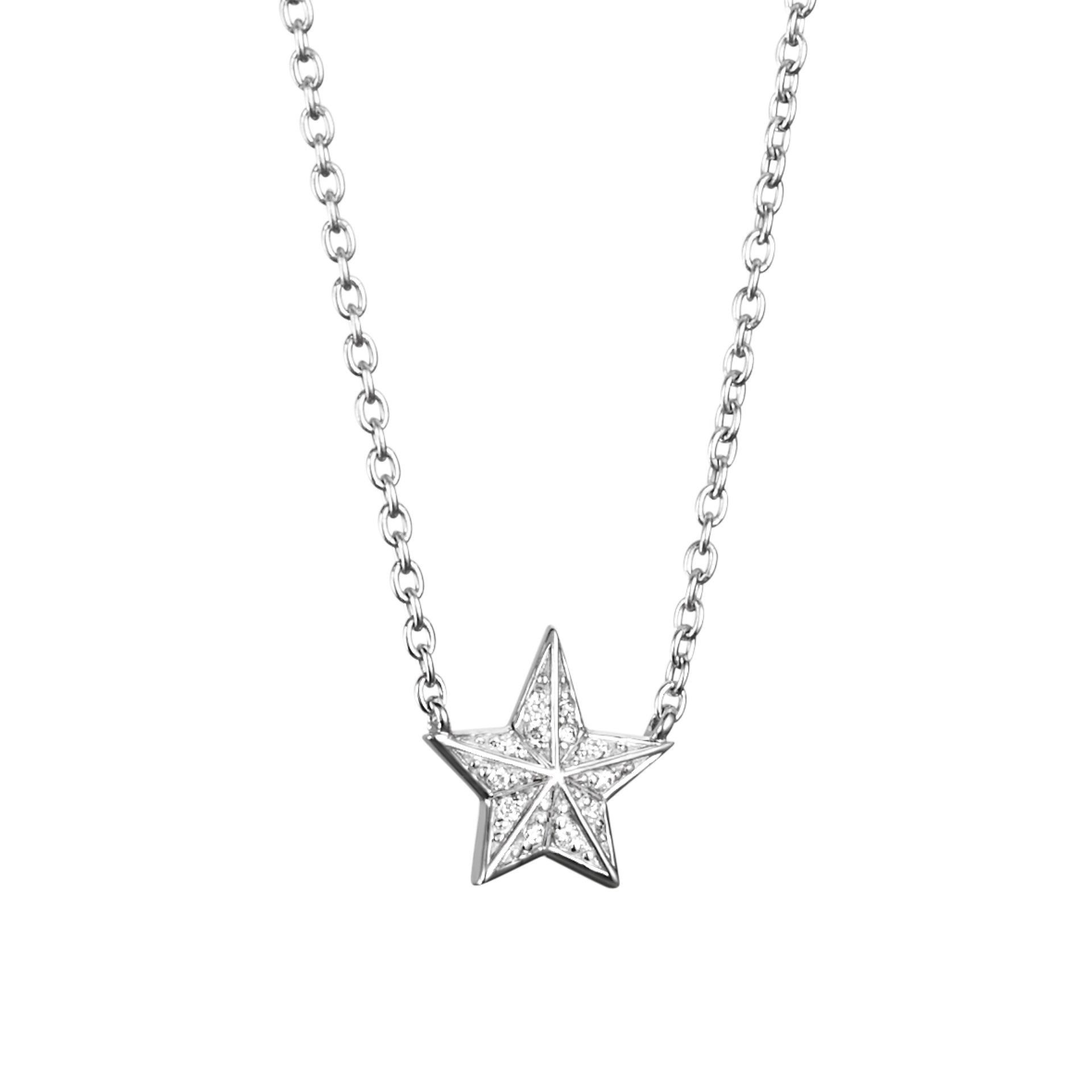 Läs mer om Efva Attling Catch A Falling Star & Stars Necklace. 42/45 CM - VITGULD