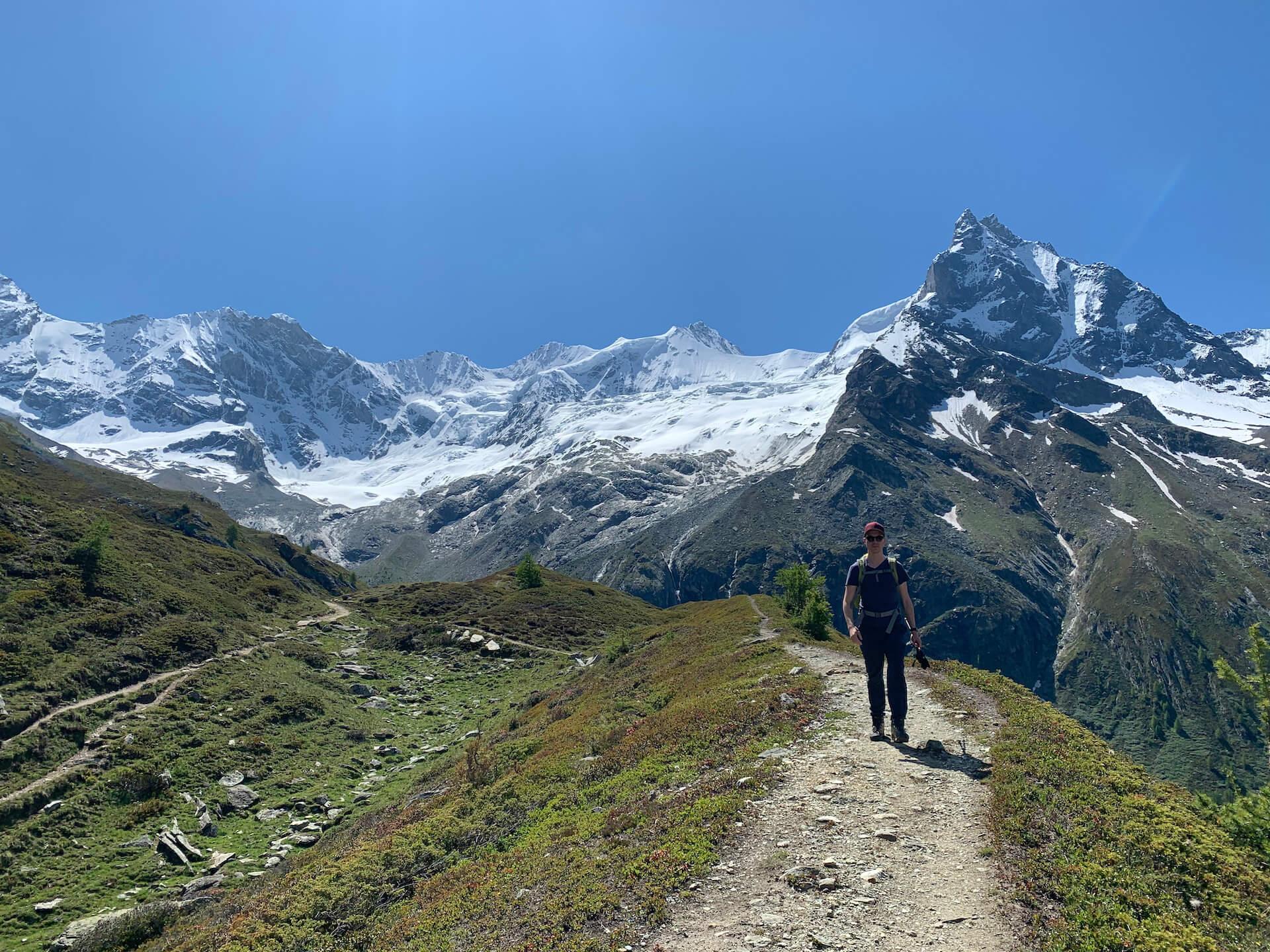 Alex hiking at Lac d'Arpitetta, Valais, Switzerland