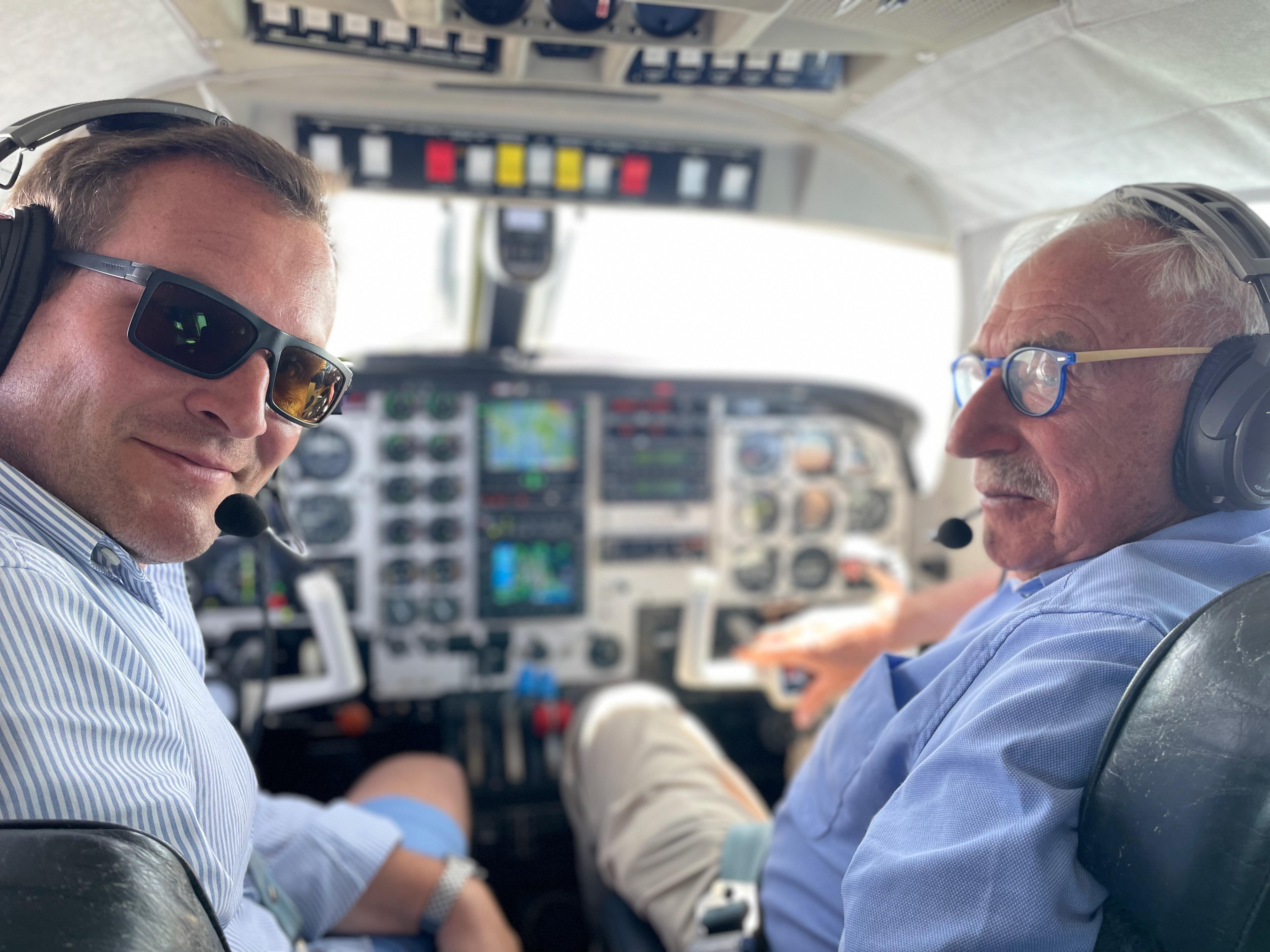 Christof and Ernst Thomke in the cockpit