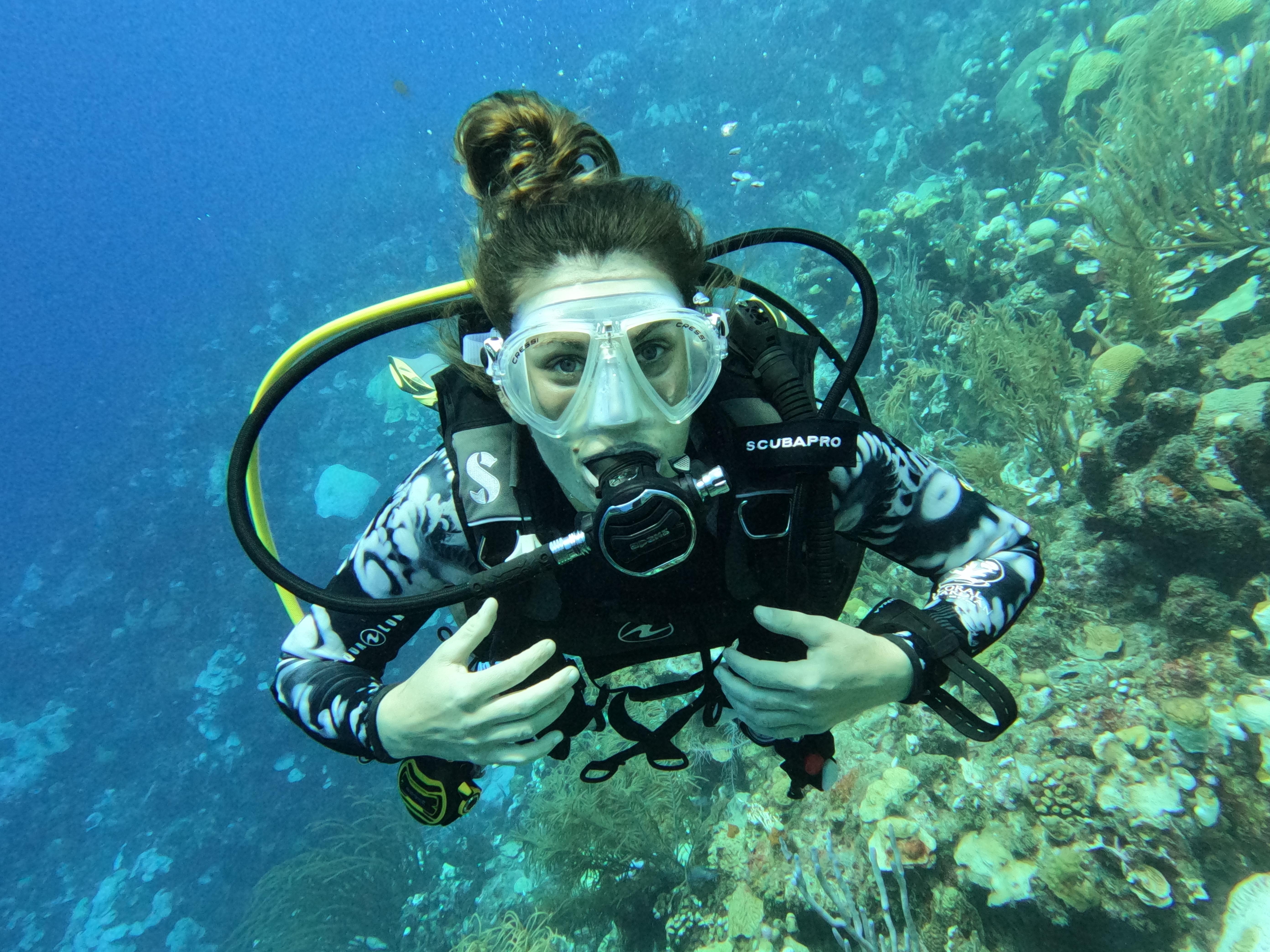 Celina exploring the underwater world at Komodo National Park in Indonesia