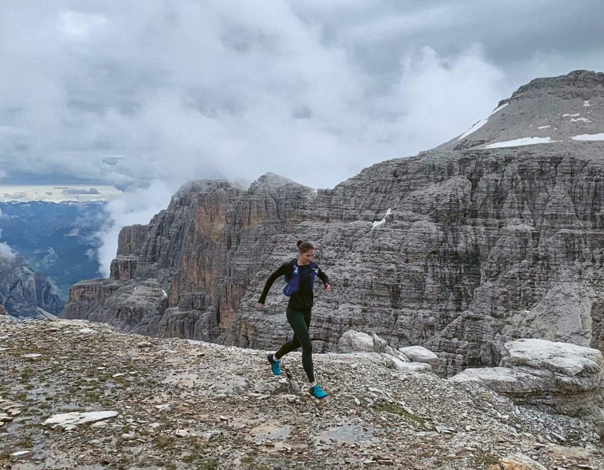Running on the path of the famous Skyrace in Val di Fassa.