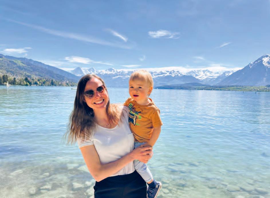 Marion and her son Luca at Lake Thun, Switzerland