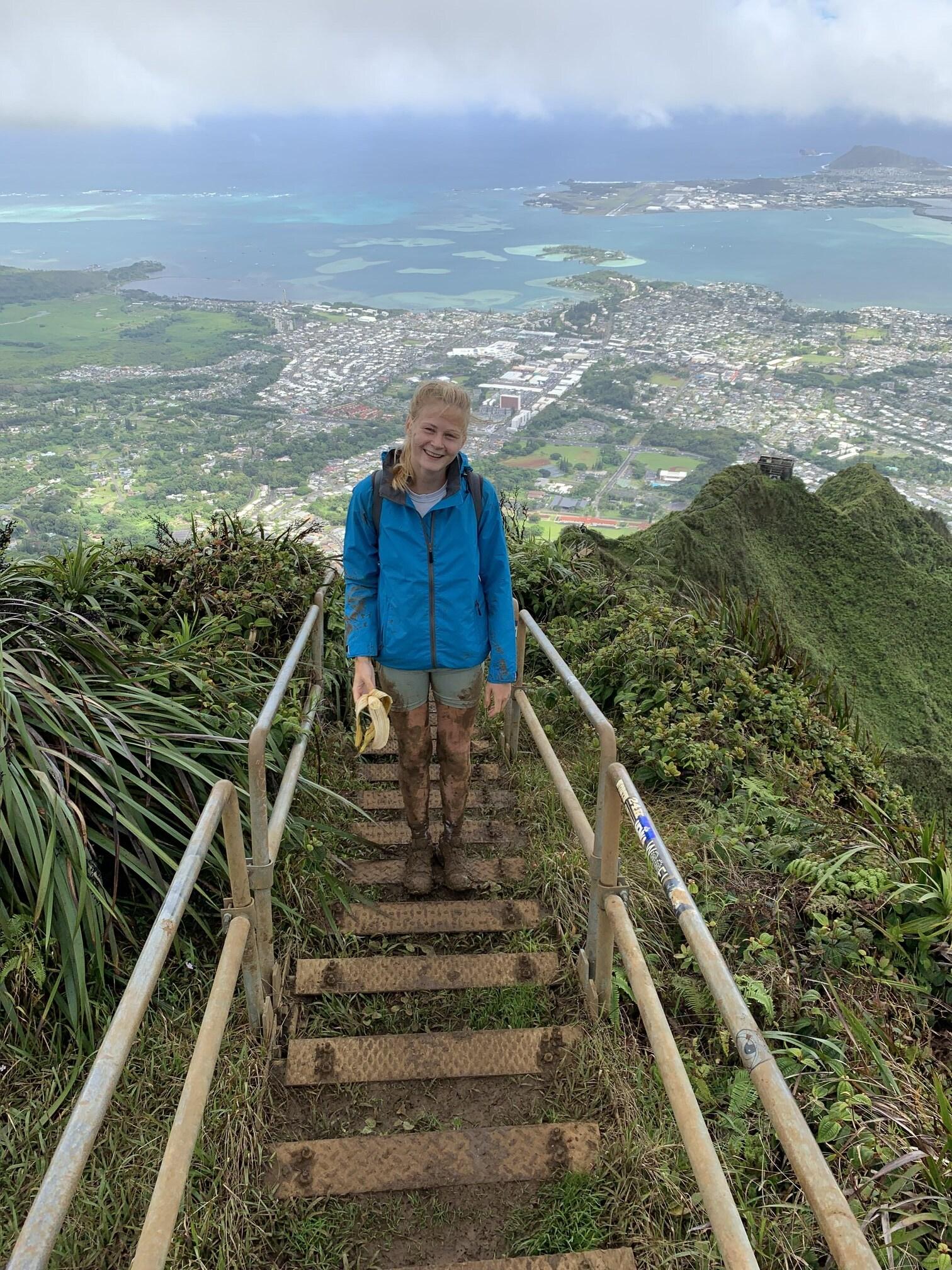 On top of the Haiku Stairs (Stairway to Heaven), Hawaii
