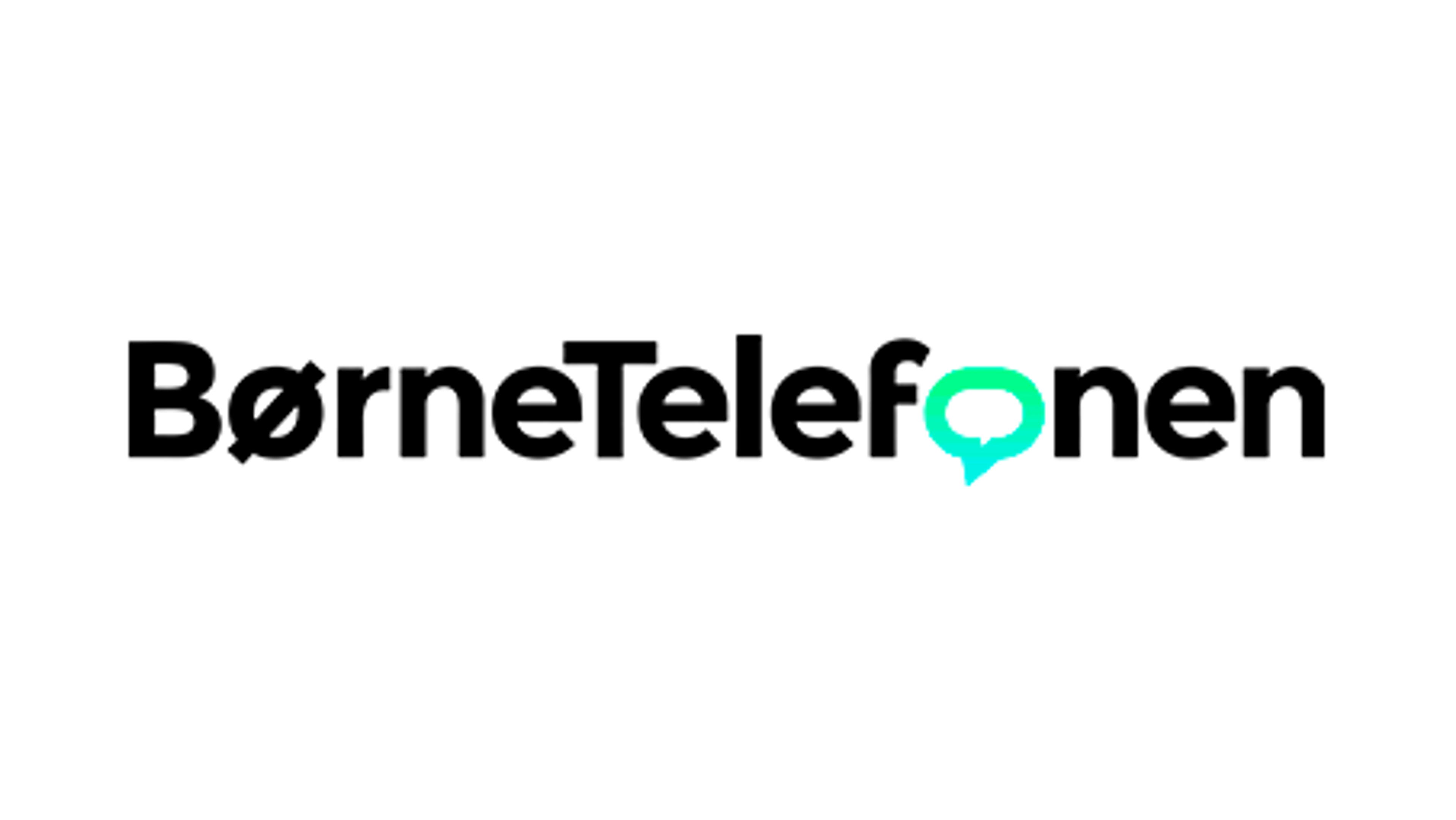 På billedet ses logoet for BørneTelefonen. O'et er lavet som en chatbobbel.