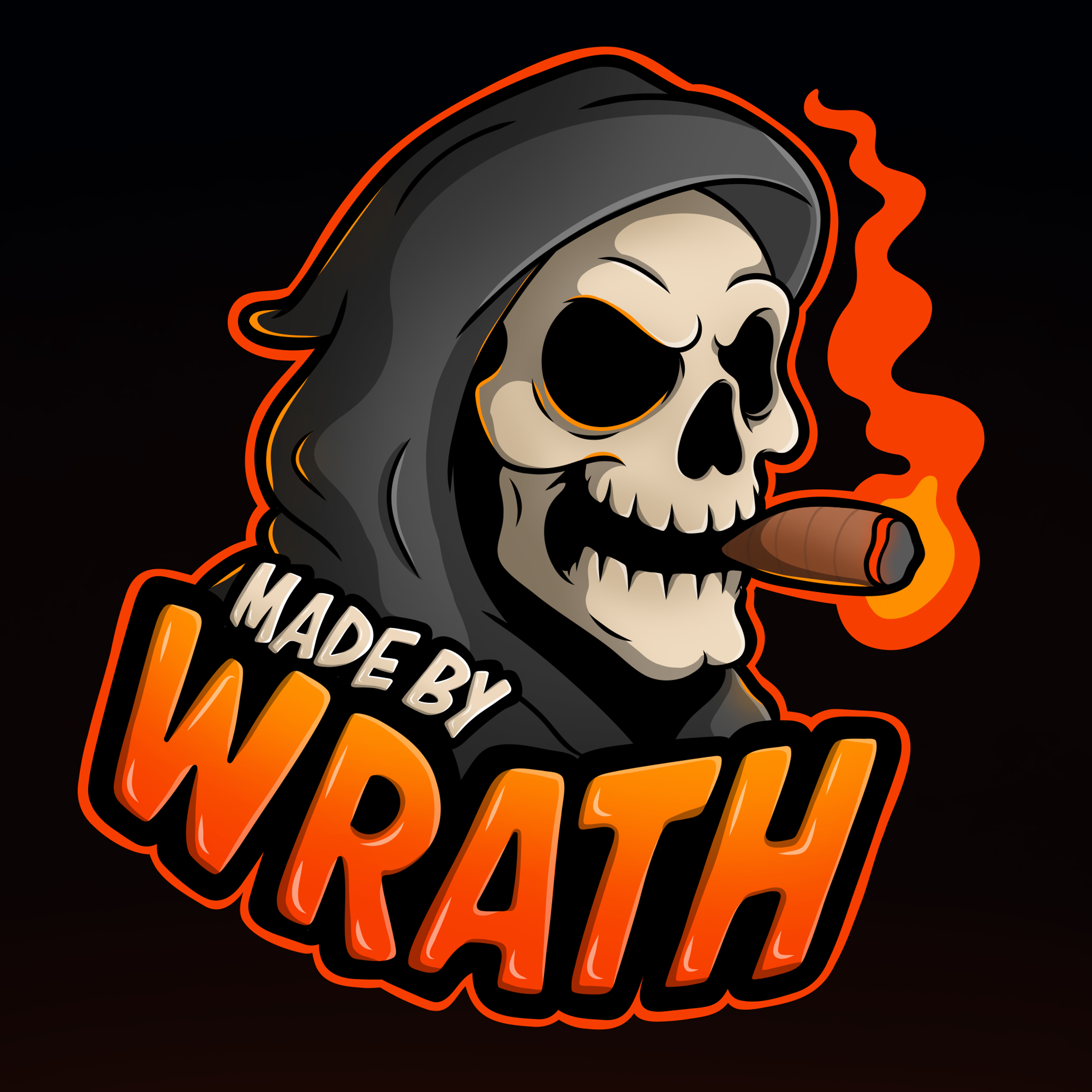 Made by Wrath skull and cigar illustration.