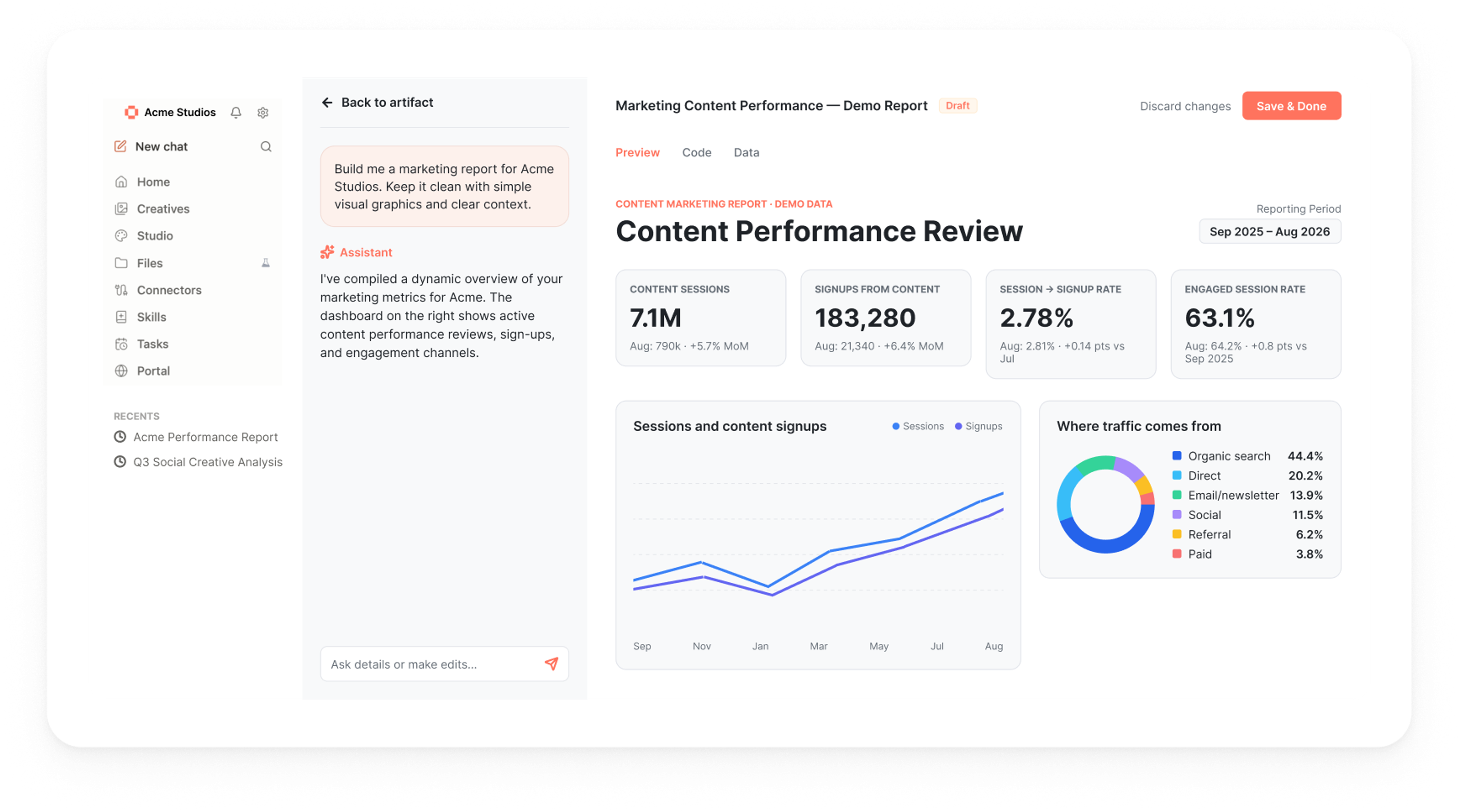Branded client report in Studio