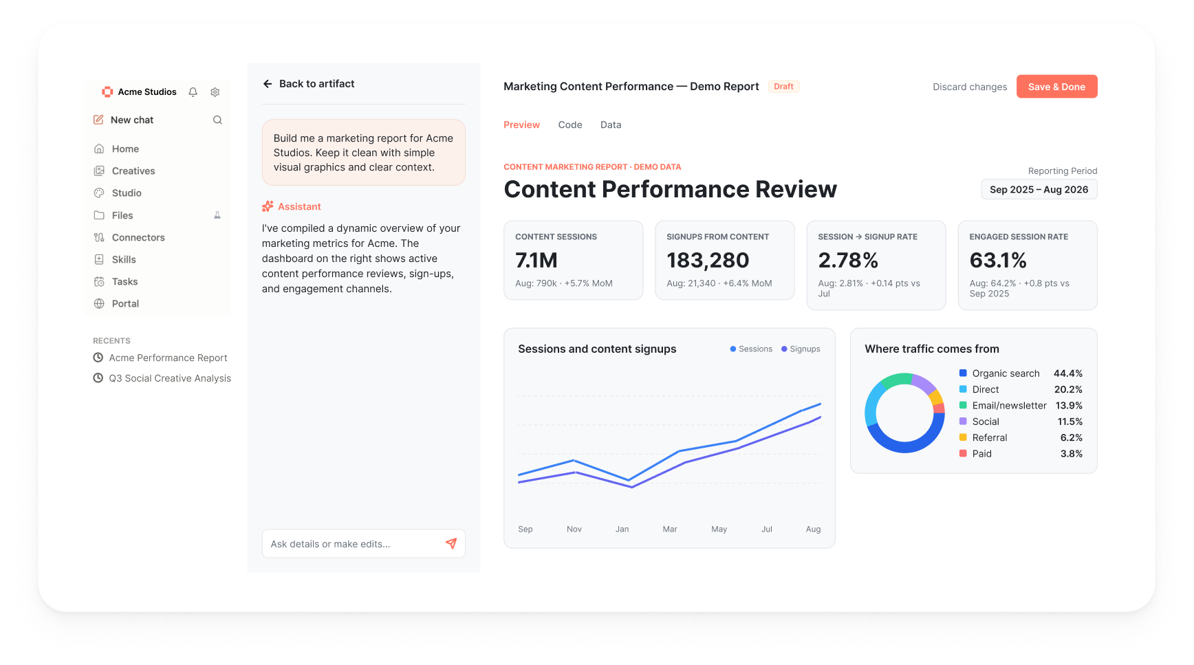 Branded client report in Studio