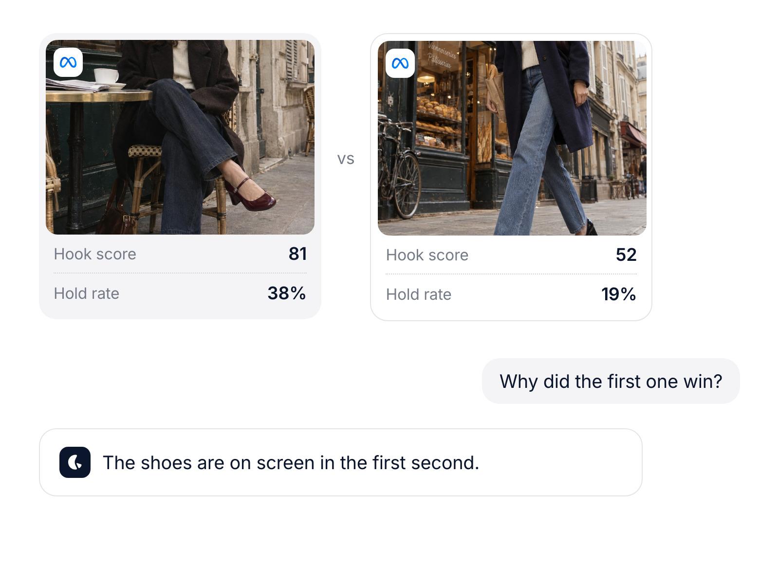 Put two ads side by side and ask why screenshot
