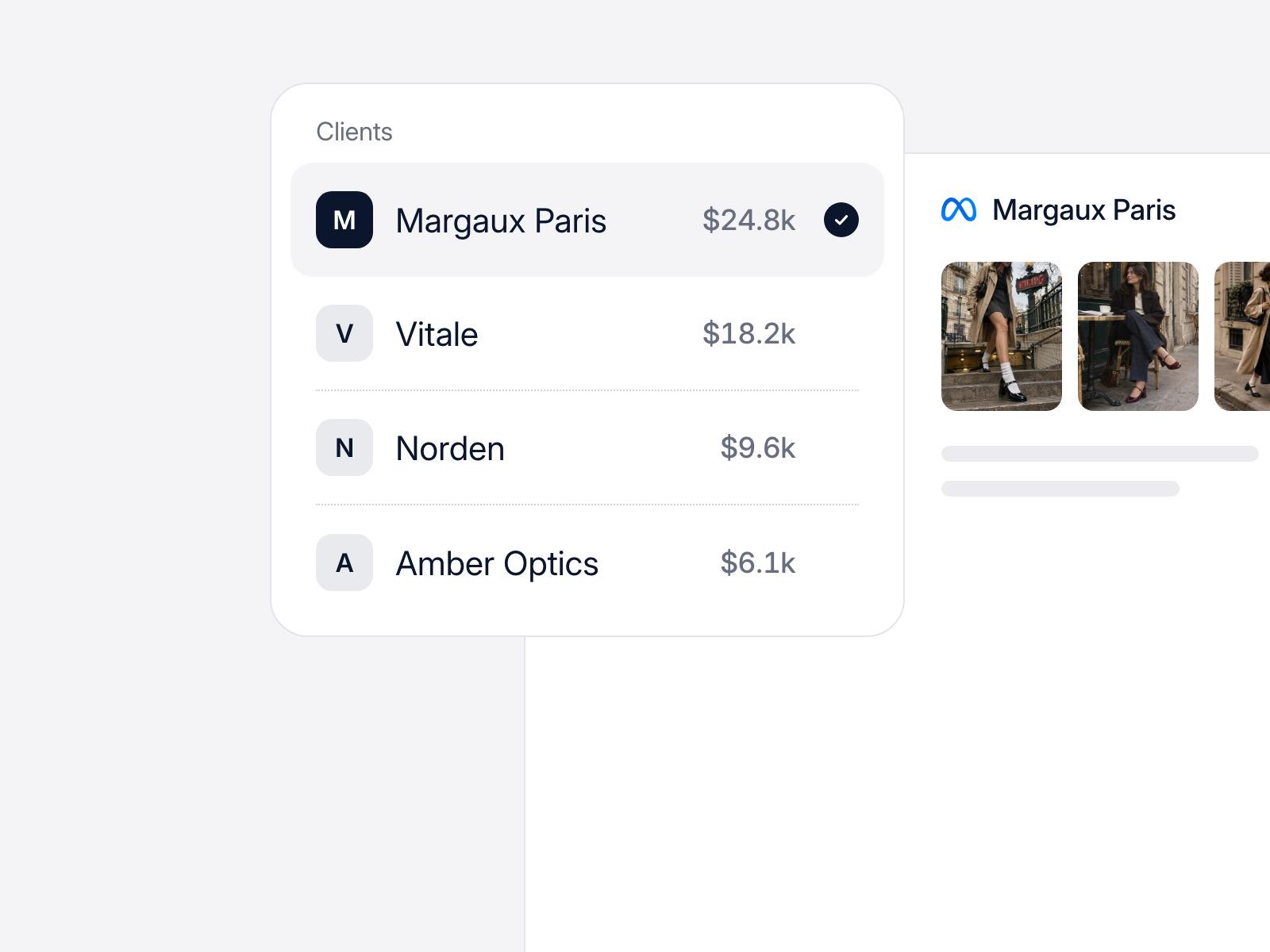 One space per client screenshot