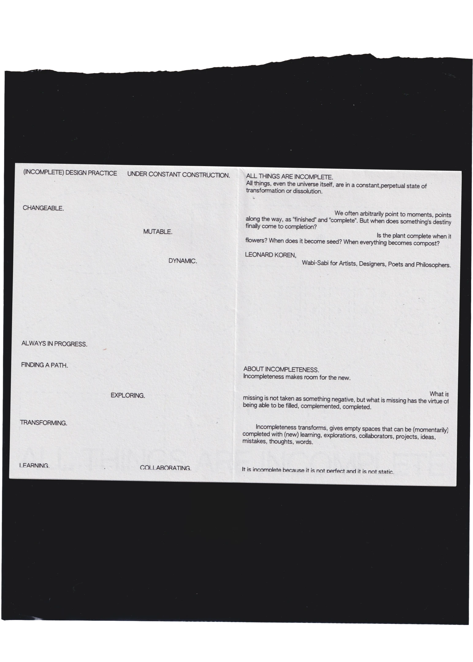 All Things Are Incomplete