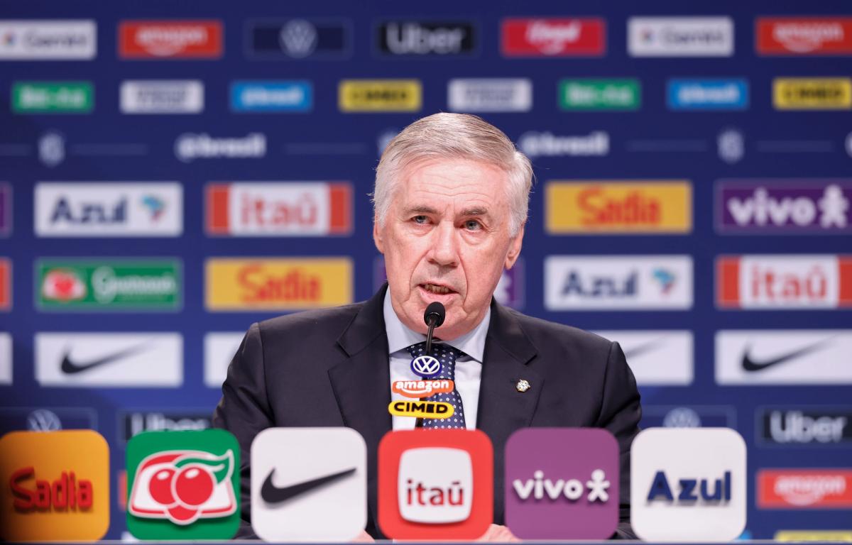 Carlo Ancelotti em coletiva da Seleção.