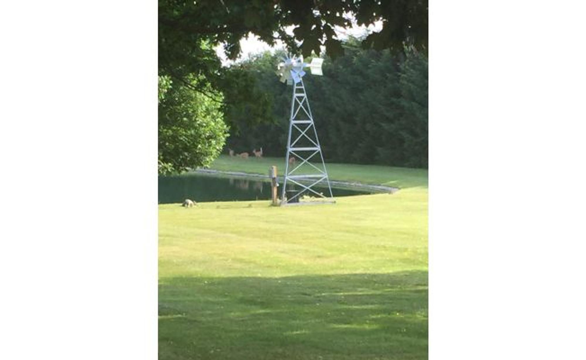 Koenders windmill aerating James's pond in Texas