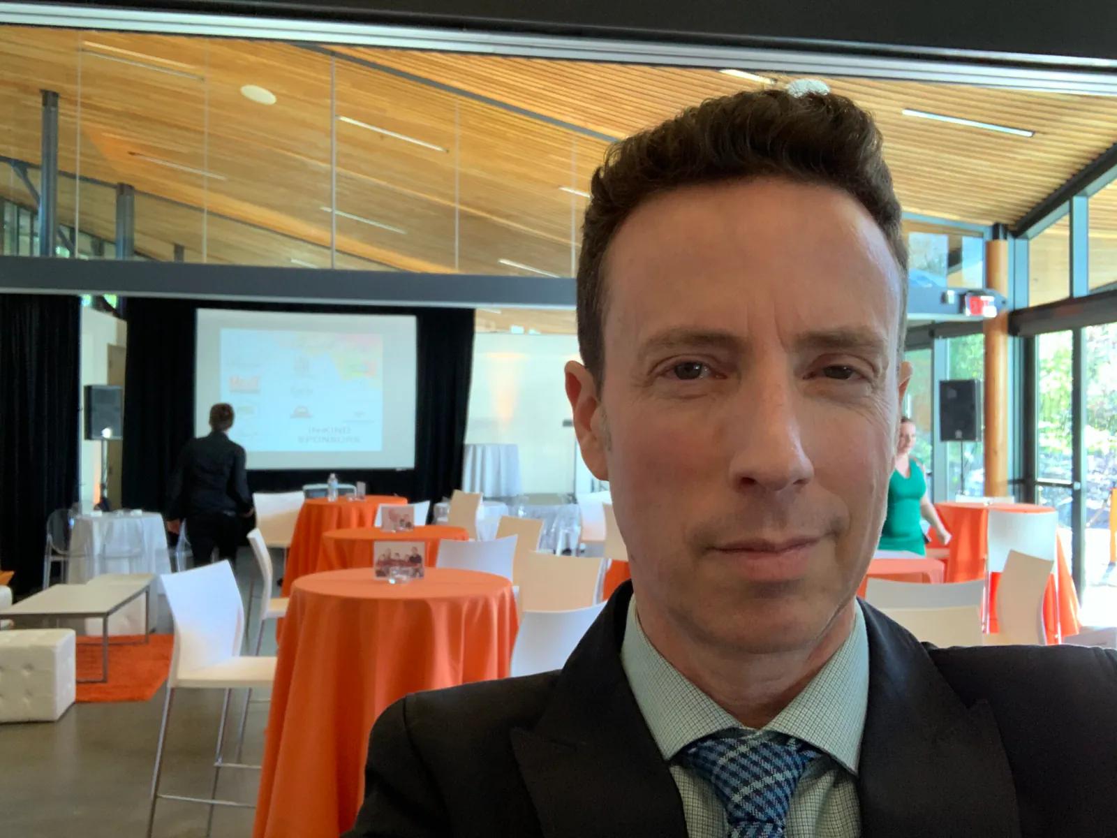 Adam Growe before hosting a fundraising event