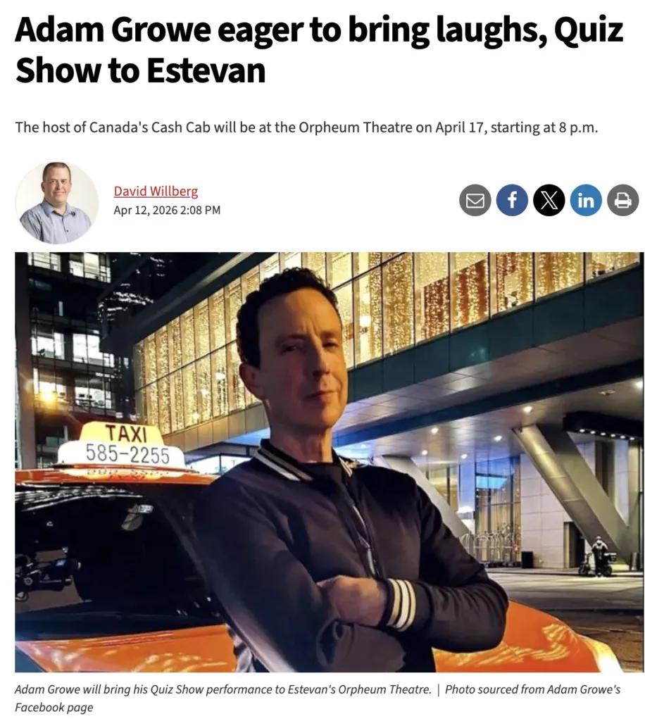 Adam Growe, host of Cash Cab, interview in SaskToday
