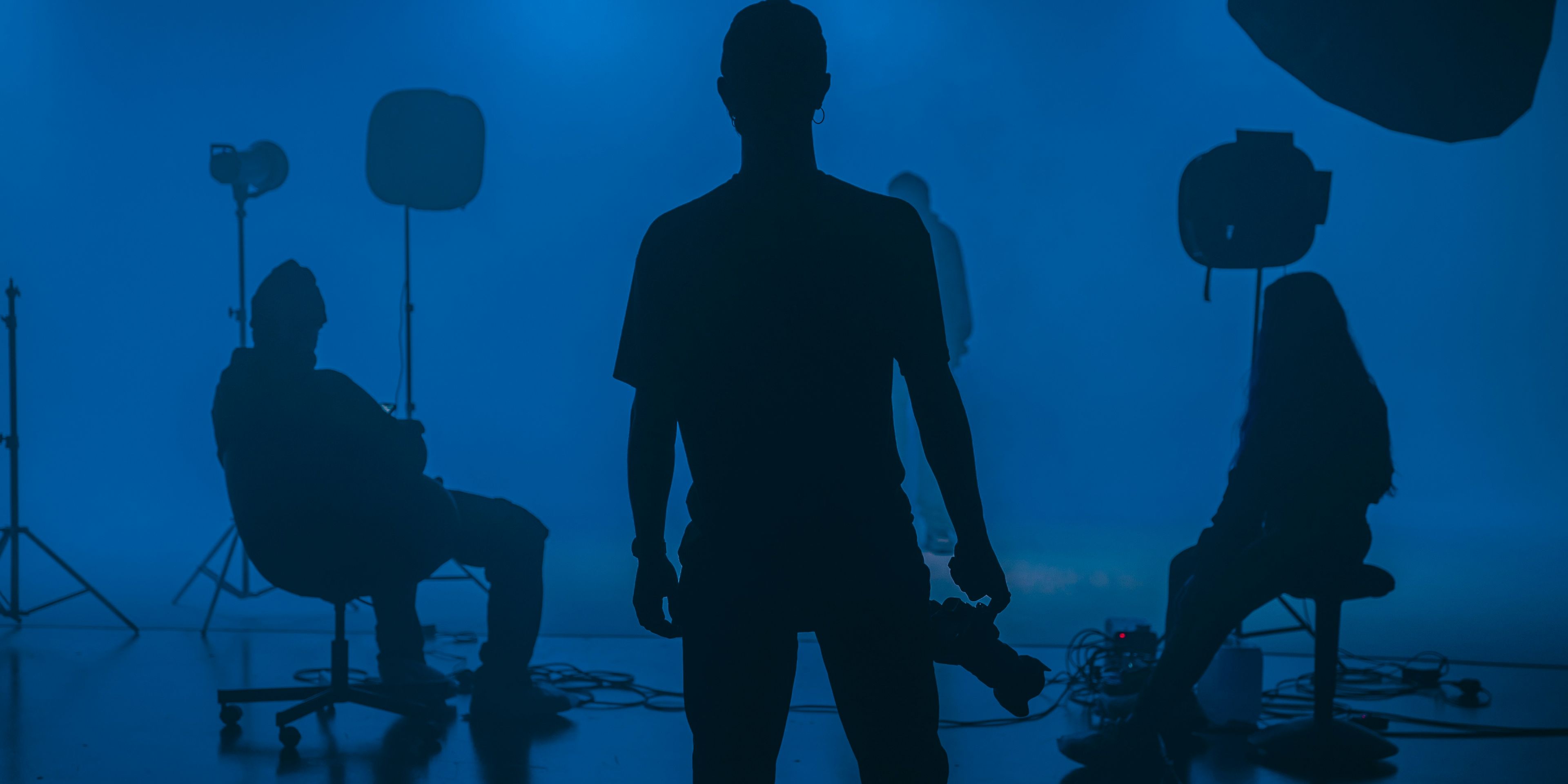 Video crew filming a music video in Madrid, Spain